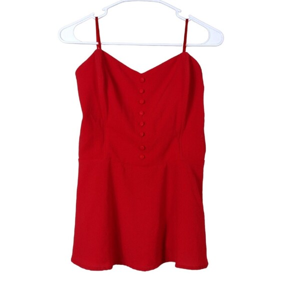 Monteau Los Angeles Junior Girls XL Shirt Red Peplum Spaghetti Strap Stretch Top - Picture 1 of 5